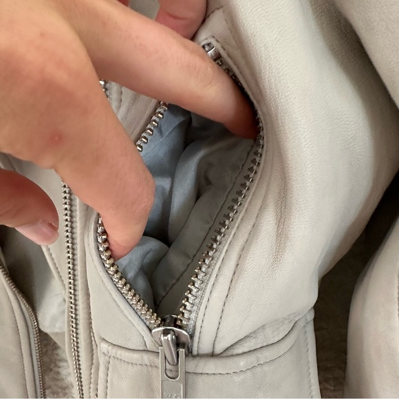 JOIE VIVIANETTE Soft Sand Leather Moto Asymmetrical Zip Jacket Coat S - Picture 9 of 16